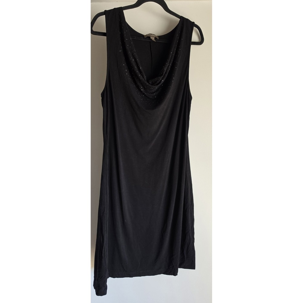 Tommy Bahama Sleeveless Mini Dress XL Black Beaded Cowl Neck Solid Slip Gown